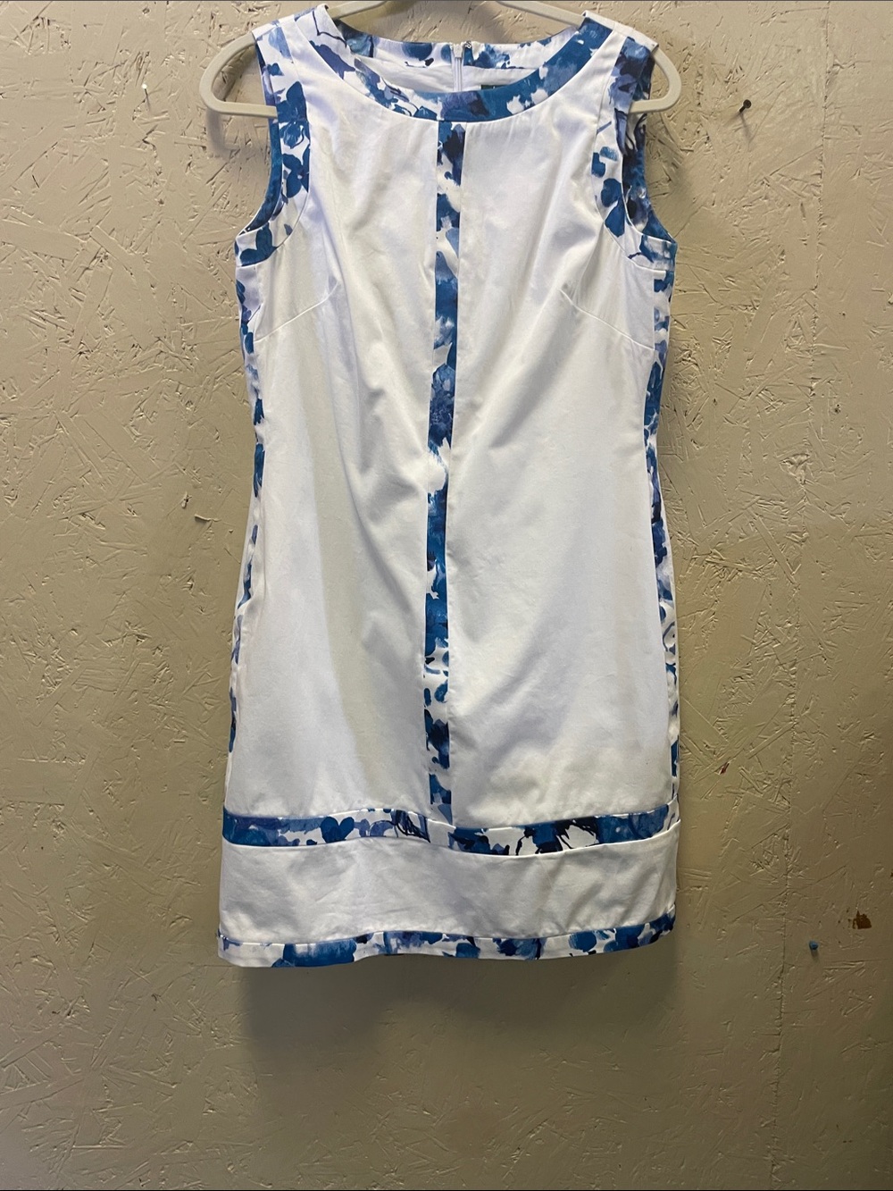 Lauren Ralph Lauren White Dress with Blue Marble Trim